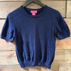 Navy Blue Short Sleeve Sweater